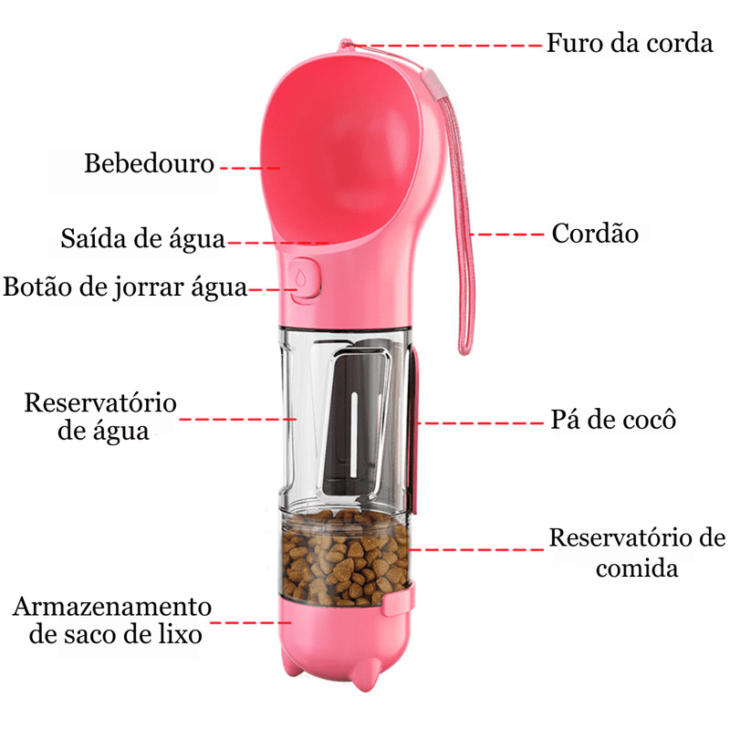 PetTour® - Garrafa Portátil para Pets 4 em 1